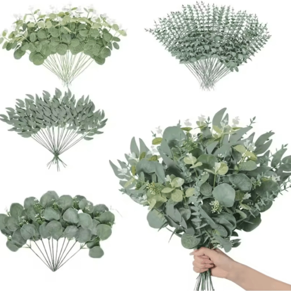 Artificial Eucalyptus Stems Bundle Realistic Faux Eucalyptus Leaves For Home Wedding Decor 0