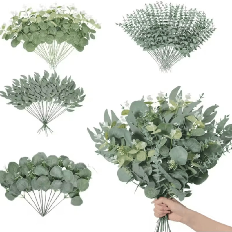 Artificial Eucalyptus Stems Bundle Realistic Faux Eucalyptus Leaves For Home Wedding Decor 0