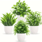 Mini Artificial Potted Plants Set 4PCS Fake Bonsai Desk Decor Indoor Greenery 0