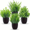 Mini Artificial Potted Plants Set 4PCS Fake Bonsai Desk Decor Indoor Greenery 1