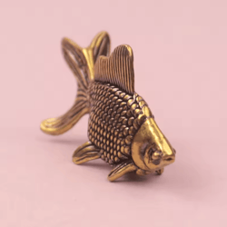 lucky brass goldfish figurine – retro feng shui fish statue tea pet desk decor