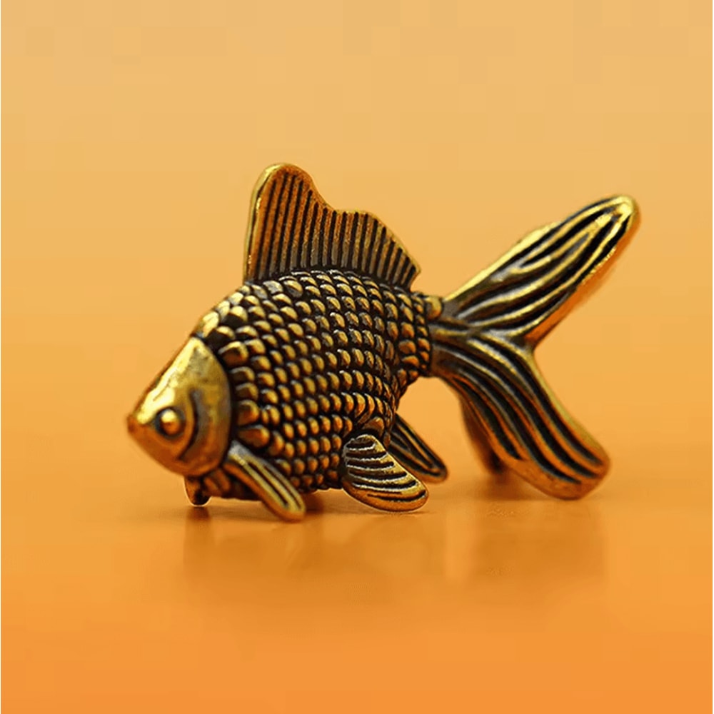 Lucky Brass Goldfish Figurine Retro Feng Shui Fish Statue Tea Pet Desk Decor 3