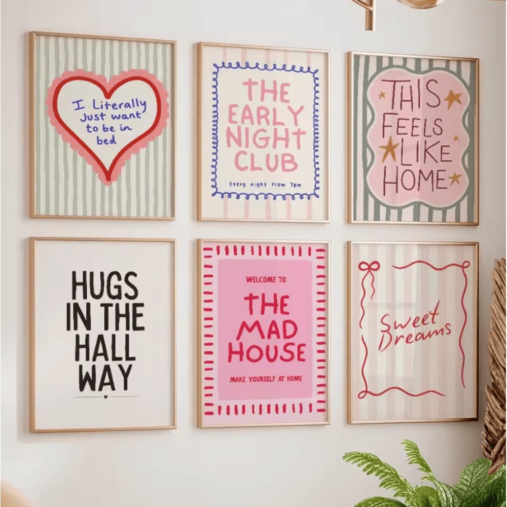 Colorful Typography Canvas Wall Art Prints Frameless Quote Wall Art Decor Modern Posters 1