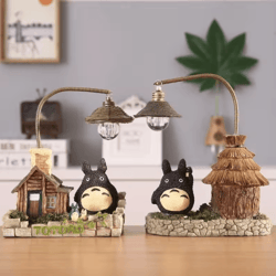 cartoon wooden house night light – anime-inspired mini led desk lamp decor