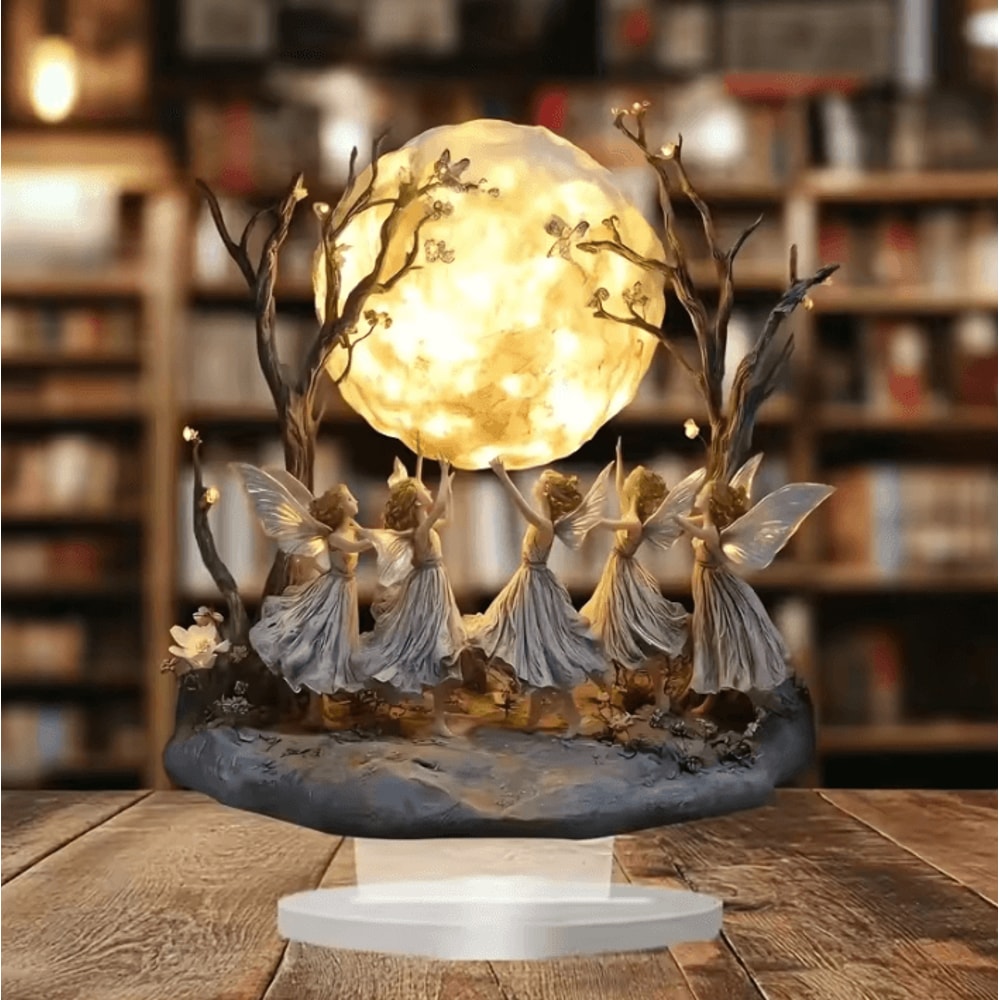 Moon Tree Elf Acrylic Tabletop Decor Magical Elf Desk Ornament Fantasy Stand 0