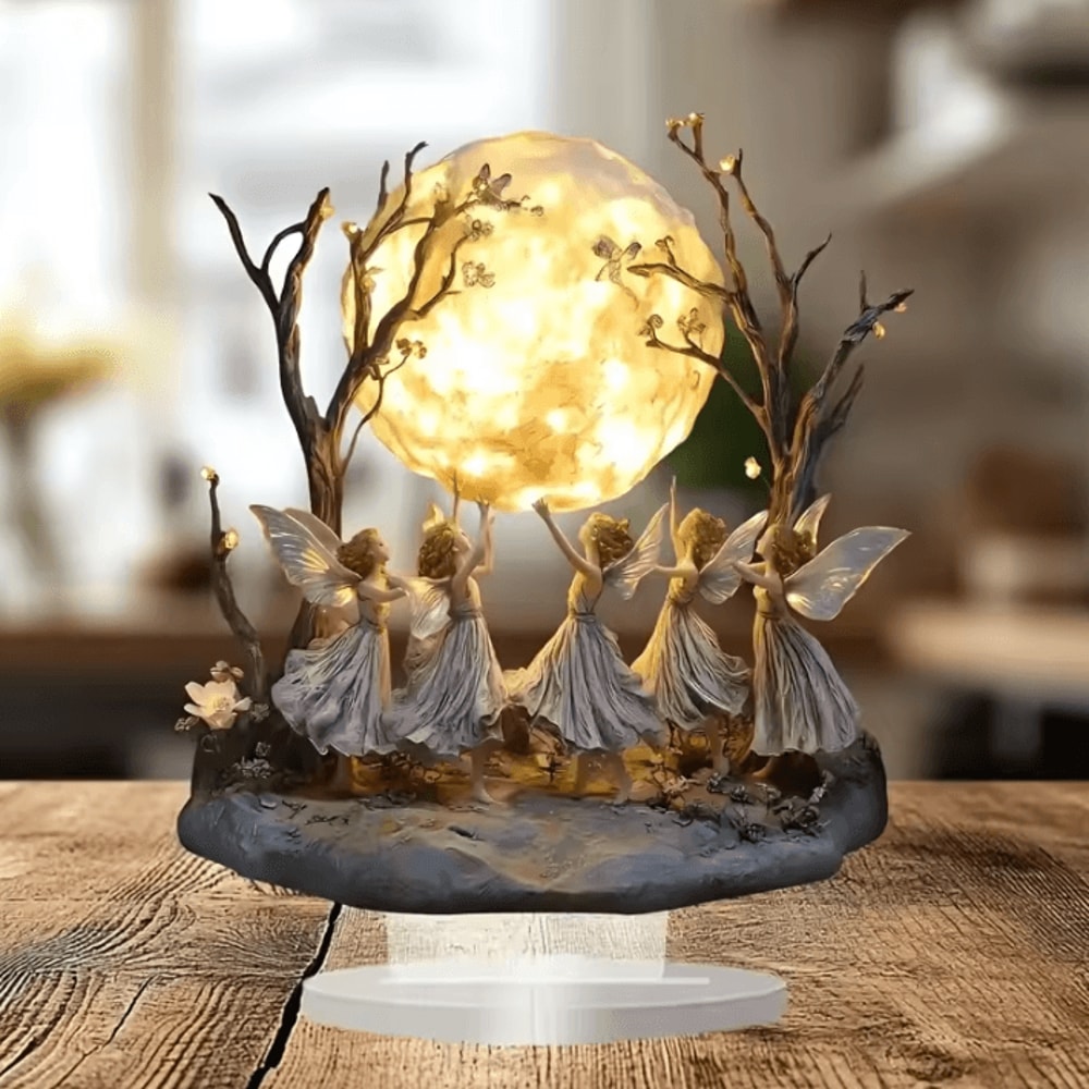 Moon Tree Elf Acrylic Tabletop Decor Magical Elf Desk Ornament Fantasy Stand 2