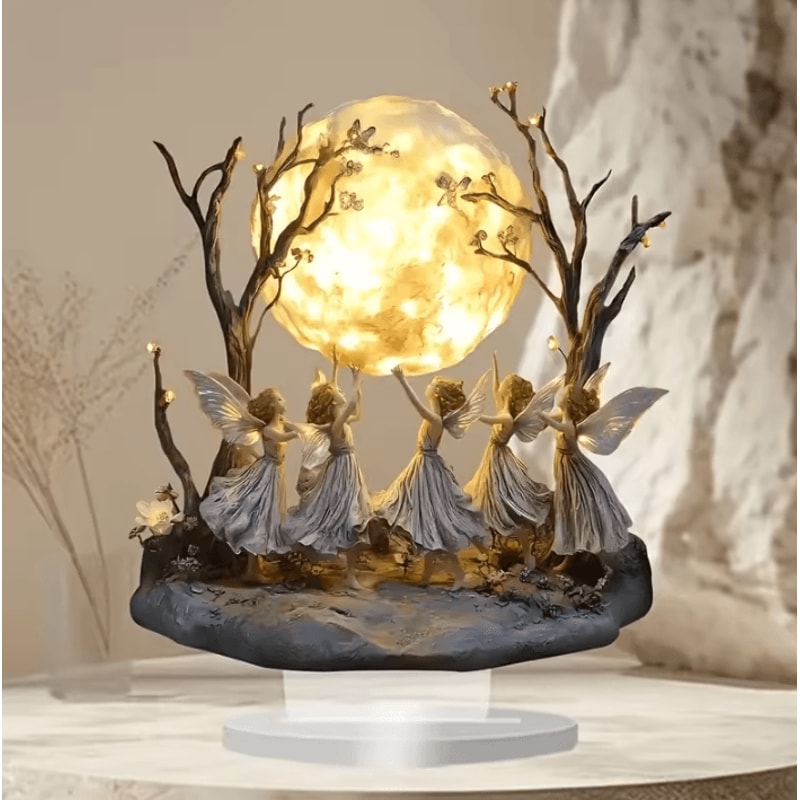 Moon Tree Elf Acrylic Tabletop Decor Magical Elf Desk Ornament Fantasy Stand 5