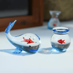 handcrafted glass pocket fish figurine – mini glass fish ornament colorful desk decor