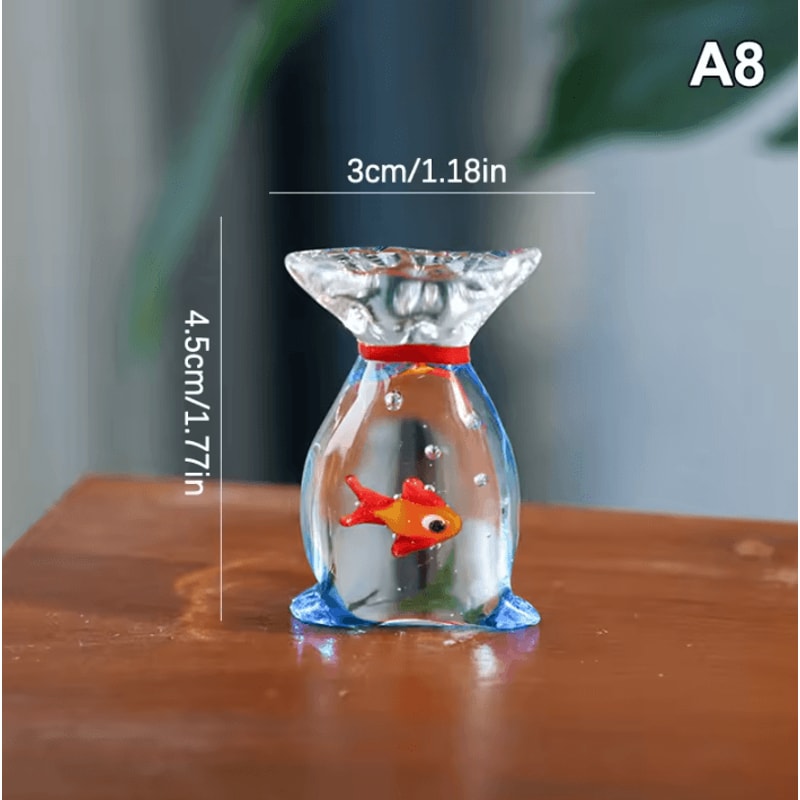 Handcrafted Glass Pocket Fish Figurine Mini Glass Fish Ornament Colorful Desk Decor 6