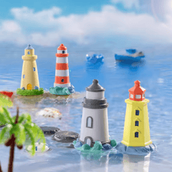 mini ocean lighthouse figurine – resin fairy garden lighthouse decor landscape ornament