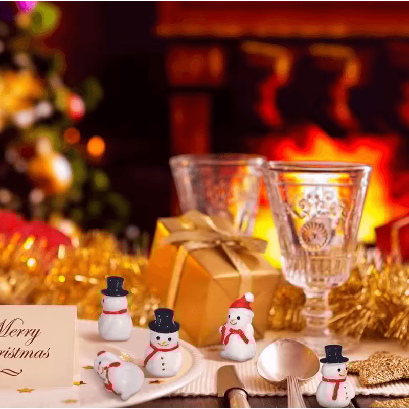 Mini Christmas Snowman Figurines Set Resin Mini Snowman Decor For DIY Holiday Displays 2