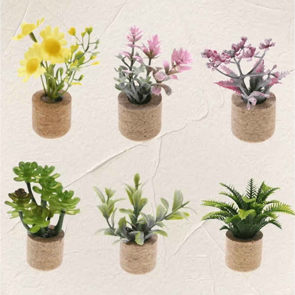1 12 Miniature Dollhouse Plants Set Realistic Mini Potted Plant Decor For DIY Scenes 0