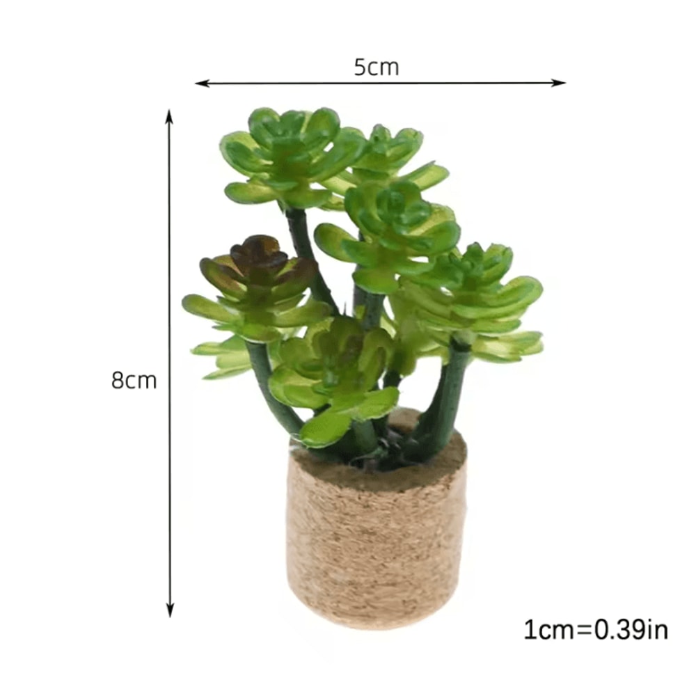 1 12 Miniature Dollhouse Plants Set Realistic Mini Potted Plant Decor For DIY Scenes 4