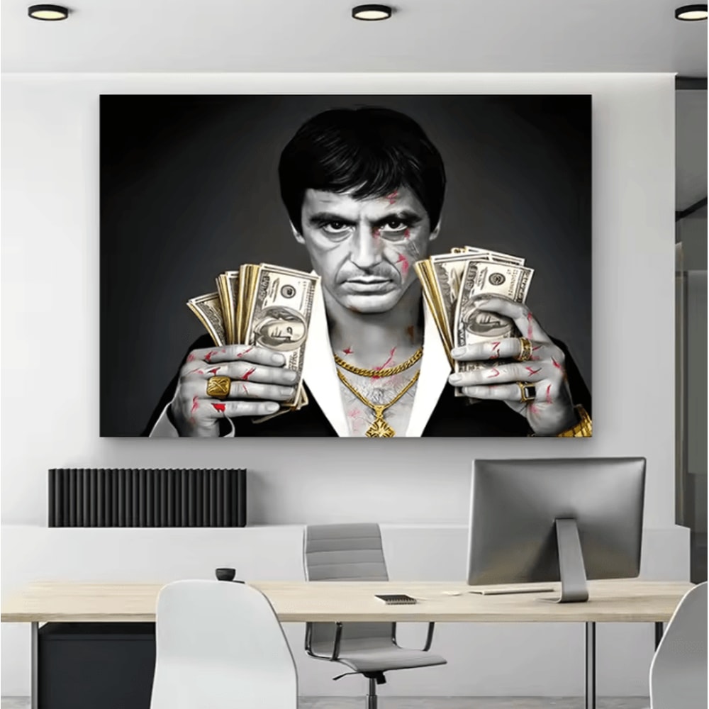 Modern Scarface Tony Montana Canvas Wall Art Retro Gangster Movie Poster Print 0