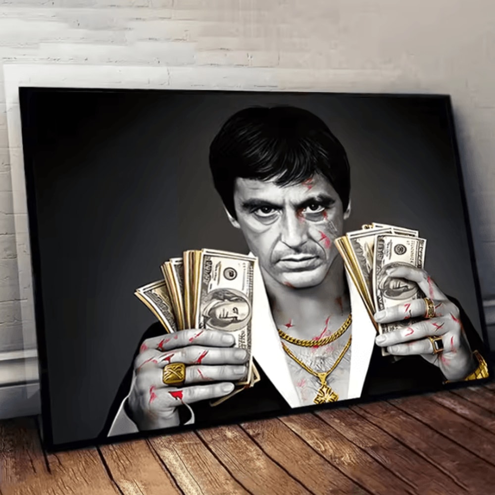 Modern Scarface Tony Montana Canvas Wall Art Retro Gangster Movie Poster Print 1