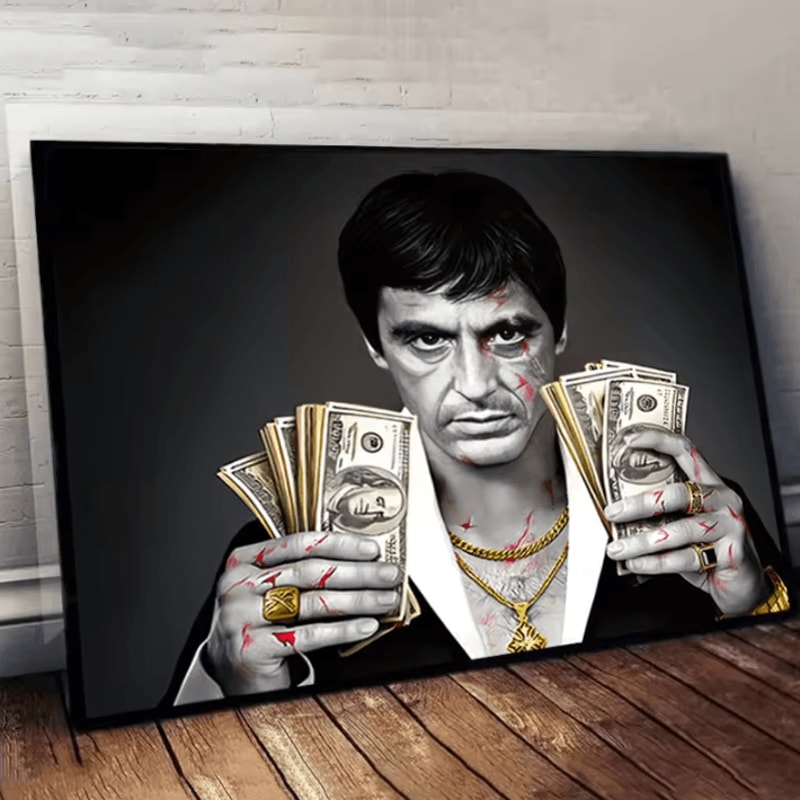 Modern Scarface Tony Montana Canvas Wall Art Retro Gangster Movie Poster Print 1