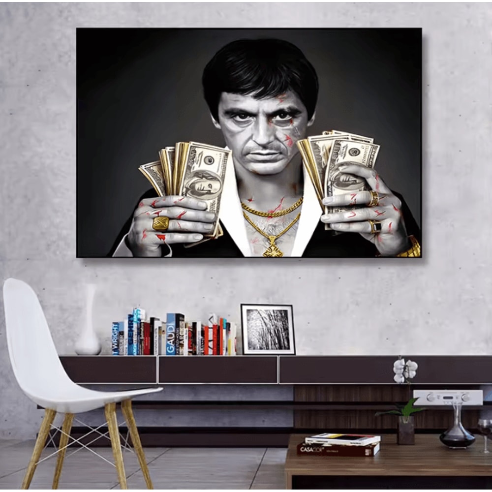 Modern Scarface Tony Montana Canvas Wall Art Retro Gangster Movie Poster Print 2