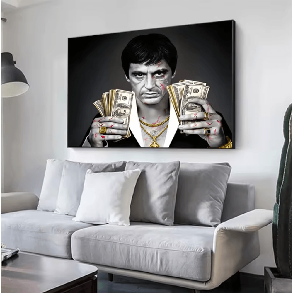 Modern Scarface Tony Montana Canvas Wall Art Retro Gangster Movie Poster Print 3