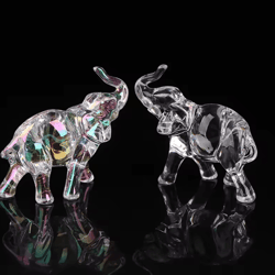 cute crystal elephant figurine – mini glass elephant decor lucky animal ornament