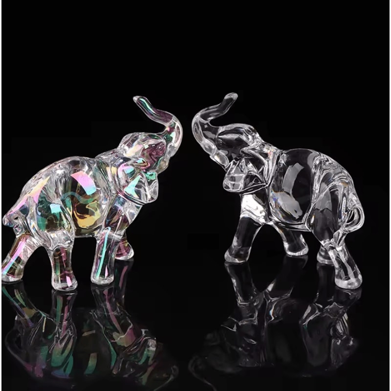 Cute Crystal Elephant Figurine Mini Glass Elephant Decor Lucky Animal Ornament 0