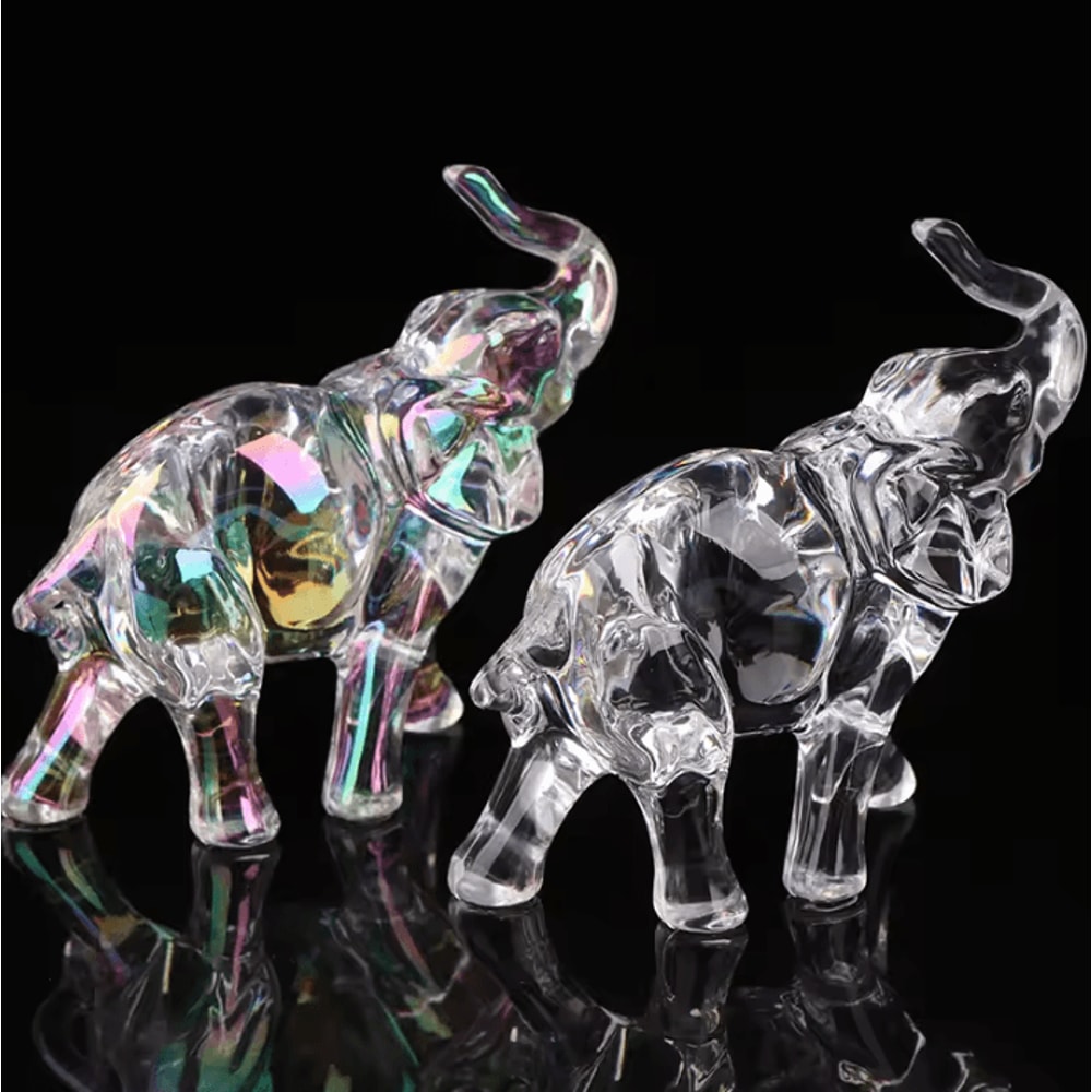 Cute Crystal Elephant Figurine Mini Glass Elephant Decor Lucky Animal Ornament 1