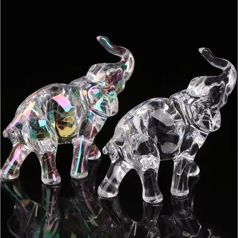 Cute Crystal Elephant Figurine Mini Glass Elephant Decor Lucky Animal Ornament 1