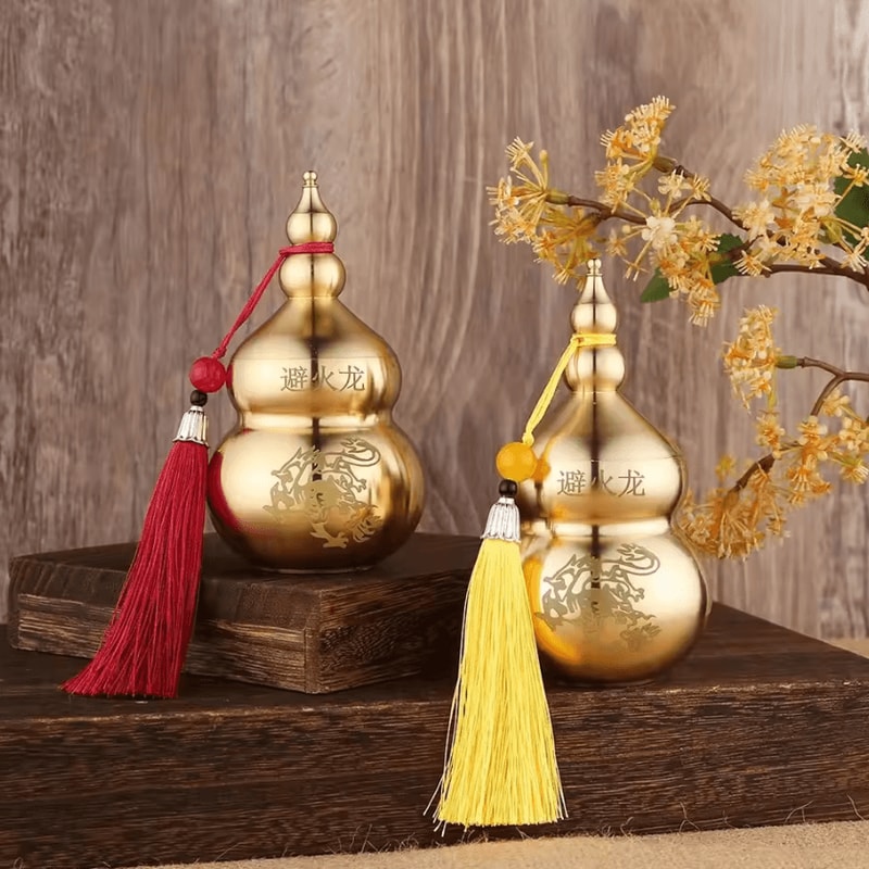 Feng Shui Brass Wu Lou Gourd Statue Lucky Wu Lou Feng Shui Decor Fortune Ornament 0