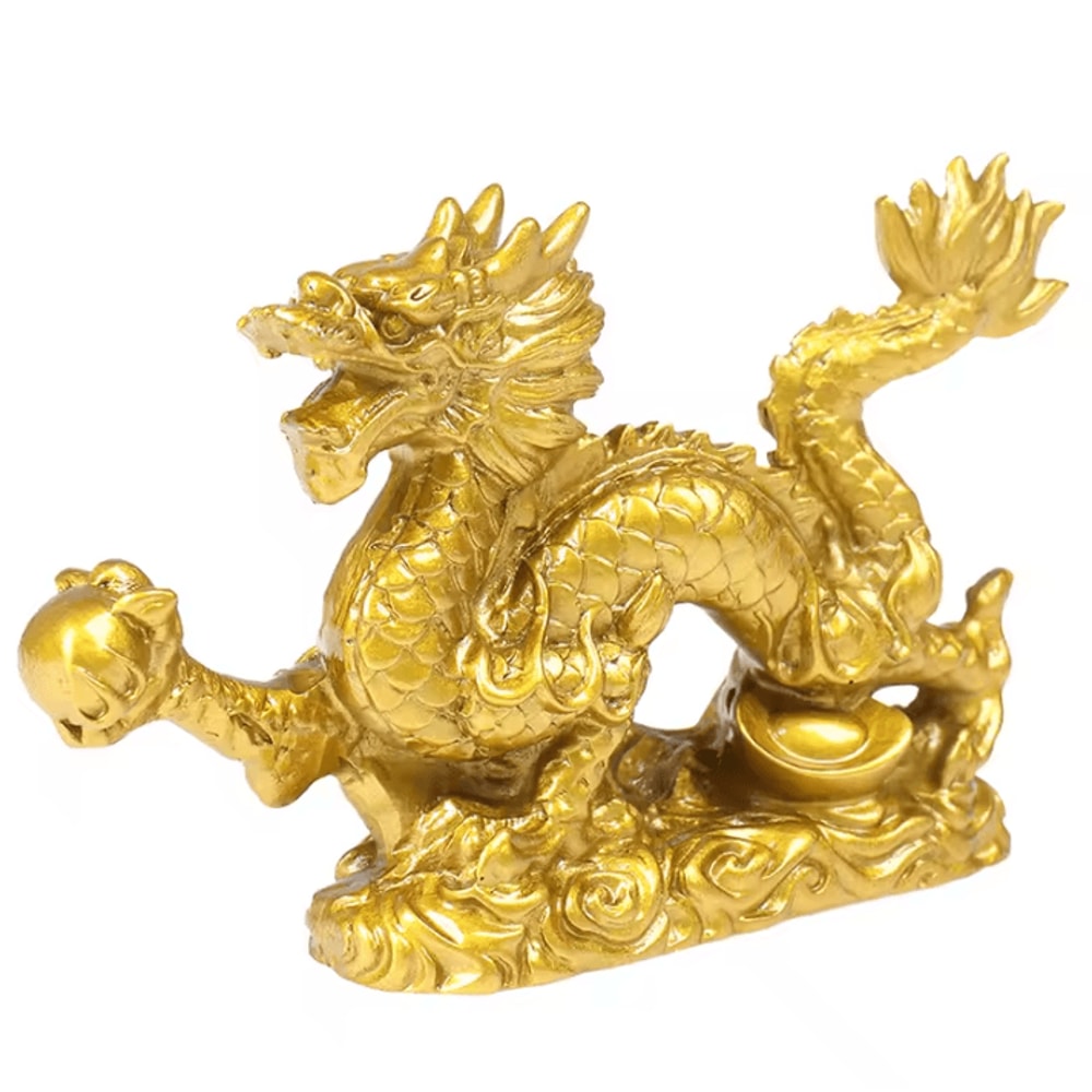 Lucky Golden Dragon Statue Figurine Chinese Zodiac Feng Shui Dragon Decor 0