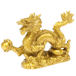 lucky golden dragon statue figurine – chinese zodiac feng shui dragon decor
