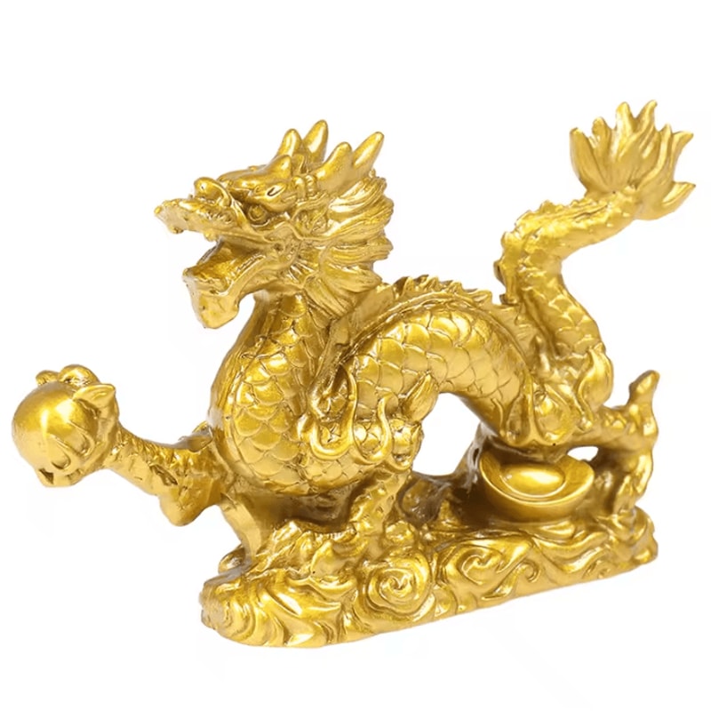 Lucky Golden Dragon Statue Figurine Chinese Zodiac Feng Shui Dragon Decor 0