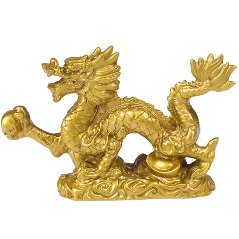 Lucky Golden Dragon Statue Figurine Chinese Zodiac Feng Shui Dragon Decor 3