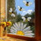 Colorful Bee Sunflower Window Sticker Rainbow Static Cling Window Decal Glass Decor 0