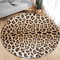 Brown Leopard Print Round Rug Soft Animal Print Circle Carpet Flannel Floor Decor 2