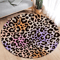 Brown Leopard Print Round Rug Soft Animal Print Circle Carpet Flannel Floor Decor 3