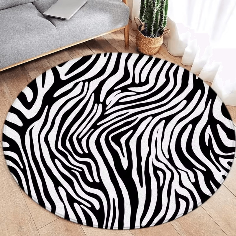 Brown Leopard Print Round Rug Soft Animal Print Circle Carpet Flannel Floor Decor 8