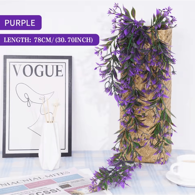 Artificial Hanging Ivy Rattan Vine Decor Lifelike Fake Leaf Wall Hanging Plant 2