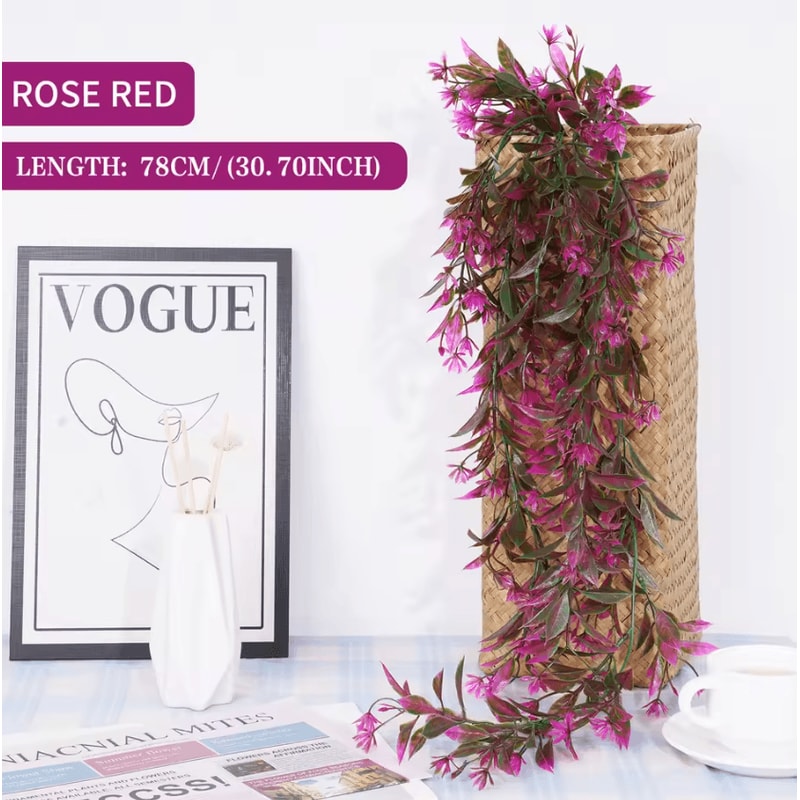 Artificial Hanging Ivy Rattan Vine Decor Lifelike Fake Leaf Wall Hanging Plant 5