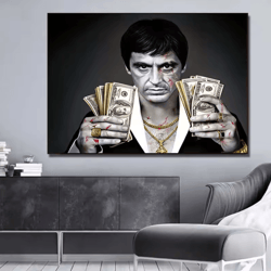 scarface tony montana canvas wall art – iconic gangster movie poster print