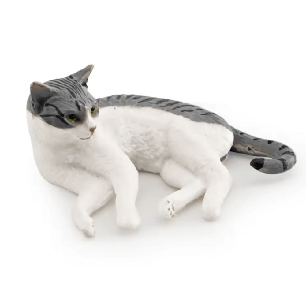 Cute Lying Orange Cat Figurine Realistic Resin Cat Desk Decor Mini Pet Ornament 7