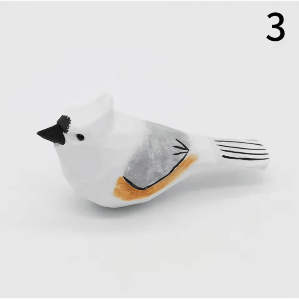HandCarved Wooden Bird Figurine Mini Handmade Wood Bird Decor Cute Ornament 4