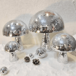 mushroom disco ball decor – reflective mirror mushroom ornament party & home accent