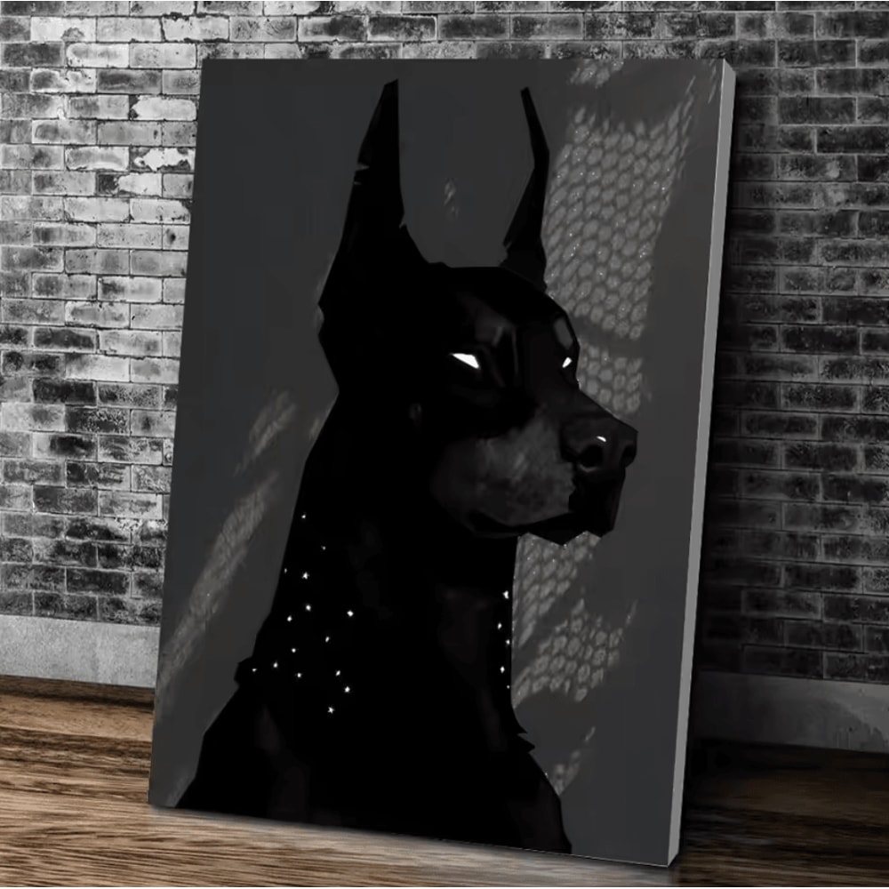 Black Doberman Woman Canvas Wall Art Modern Doberman Dog Painting Poster 11