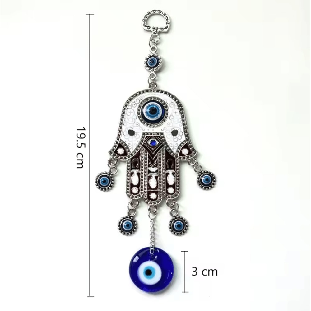 Hamsa Fatima Hand Wind Chime Decor Blue Eye Evil Eye Hanging Ornament 3