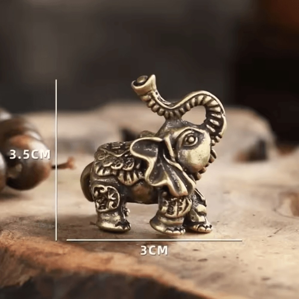 Mini Brass Elephant Figurine Lucky Feng Shui Elephant Decor Desk Ornament 1