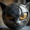 Luxury Black Cat Stone Sculpture Textured Resin Cat Head Decor Modern Ornament 1