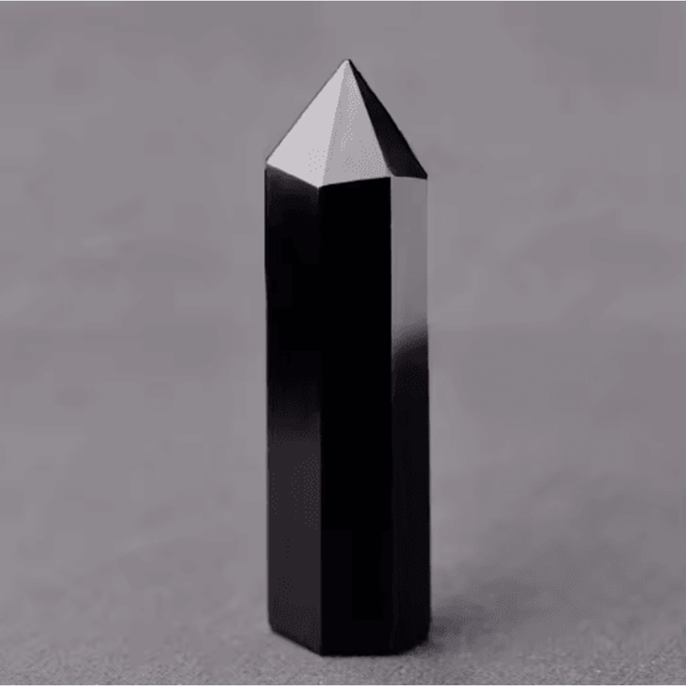 Black Obsidian Crystal Tower Wand Healing Energy Point For Protection Decor 2