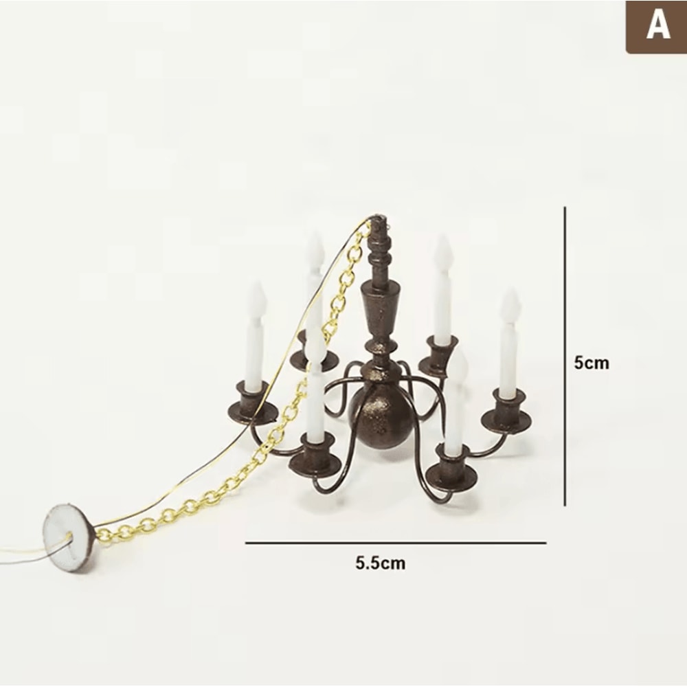 Mini LED Dollhouse Chandelier 3V Ceiling Lamp For Realistic Miniature Scenes 2