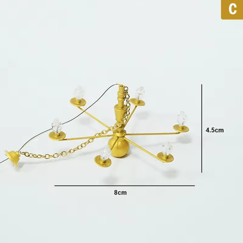 Mini LED Dollhouse Chandelier 3V Ceiling Lamp For Realistic Miniature Scenes 4