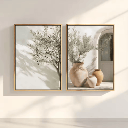 mediterranean olive tree canvas wall art – rustic countryside landscape poster