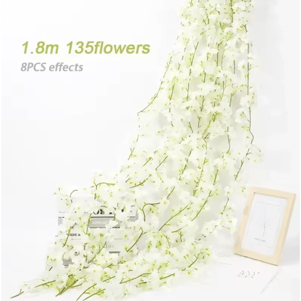 180cm Artificial Cherry Blossom Garland Romantic Sakura Vine For Wedding Home Decor 9
